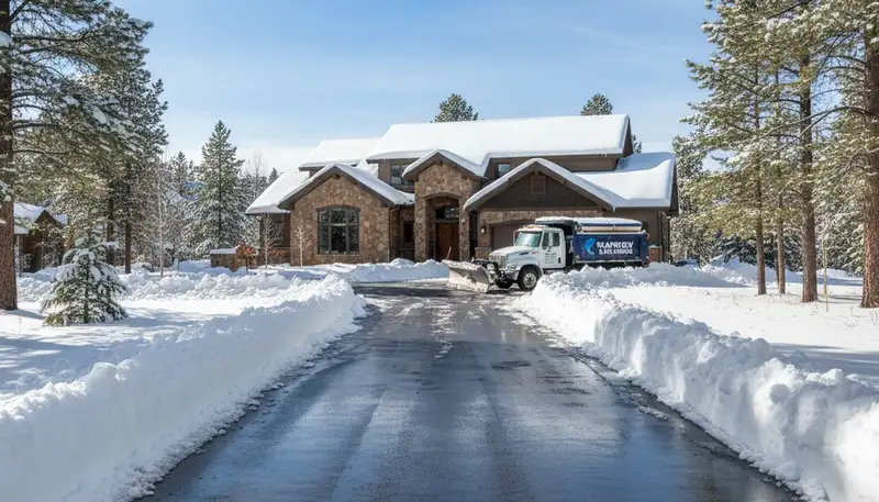Cleared sidewalk after professional snow removal in Flagstaff AZ by Chop Chop Landscaping