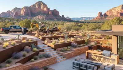 Landscaping crew providing professional yard maintenance in Flagstaff, AZ
