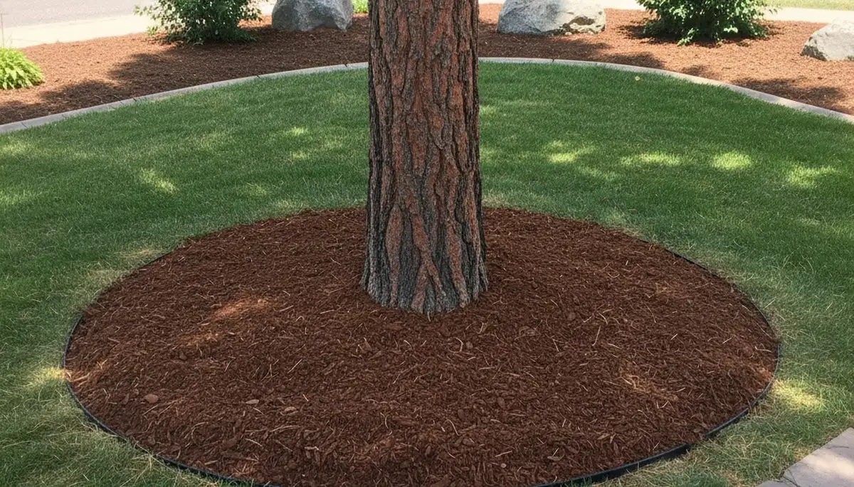 Properly mulched tree ring installation by Chop Chop Landscaping in Flagstaff, AZ for healthy, neat yards