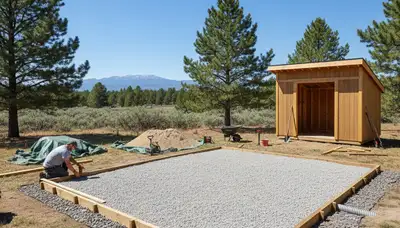 Professional shed base preparation and foundation work by landscapers in Flagstaff, AZ